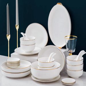 White Porcelain Dinner Plates Tableware Set 1